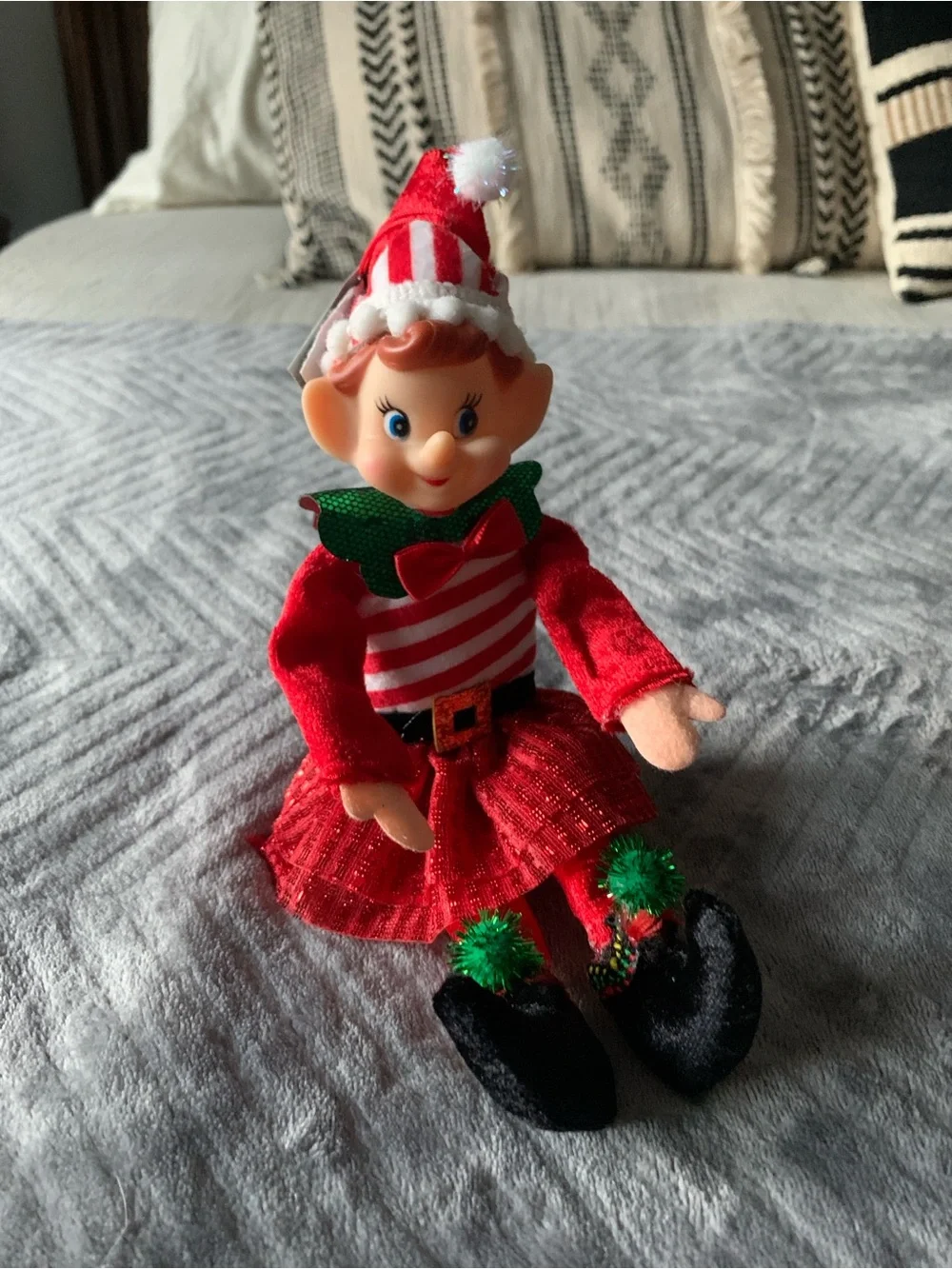 Vintage Christmas Elf Tree Ornament Decor, Bendable Arms & Legs, Poseable, NWT!